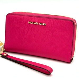 Michael Kors JST LG Flat MF Phone Case Wallet Electric Pink (NWT)